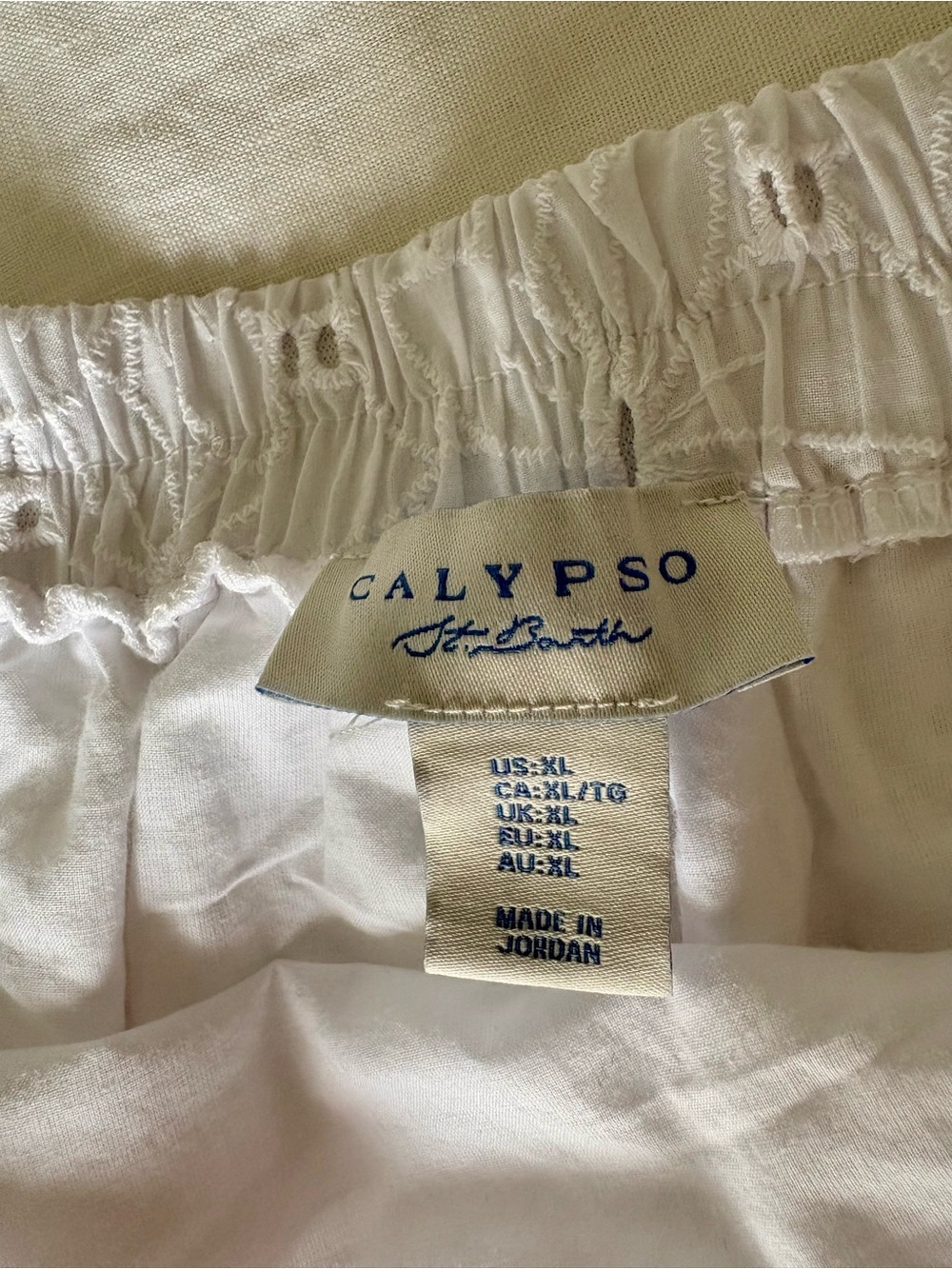 Calypso St. Barth White Eyelet Embroidered Maxi Skirt XL Cotton Lined Resort - Picture 7 of 10
